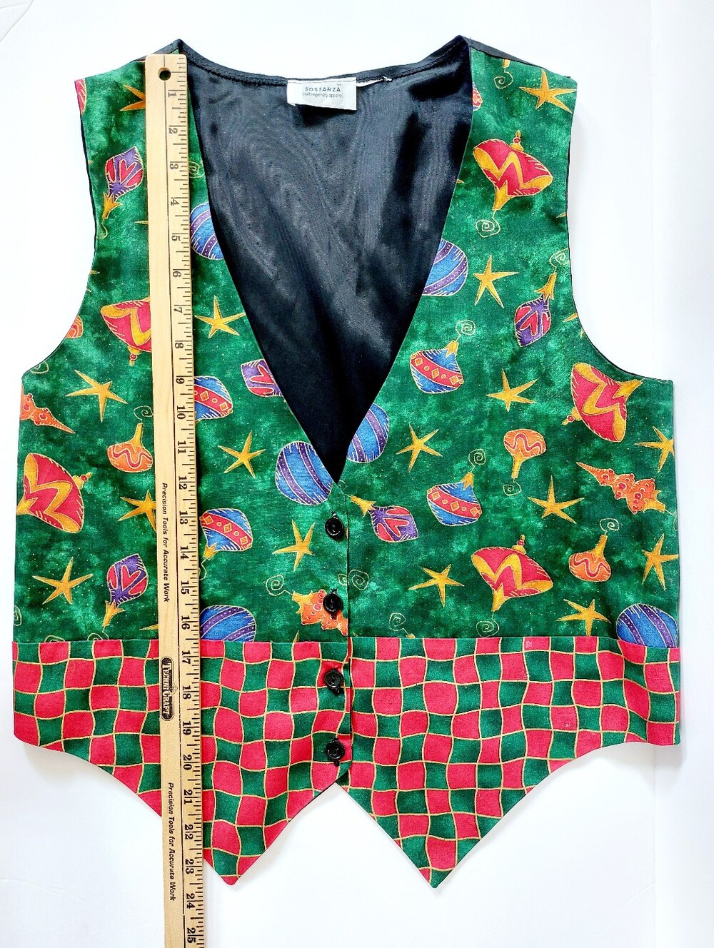 90s Vintage Christmas Ornament Vest Whimsy Granny Cottagecore Holiday Teacher - Picture 7 of 7